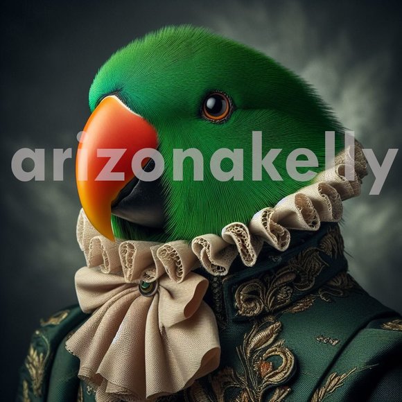 3x3 magnet male eclectus parrot in fancy dress - Picture 1 of 3